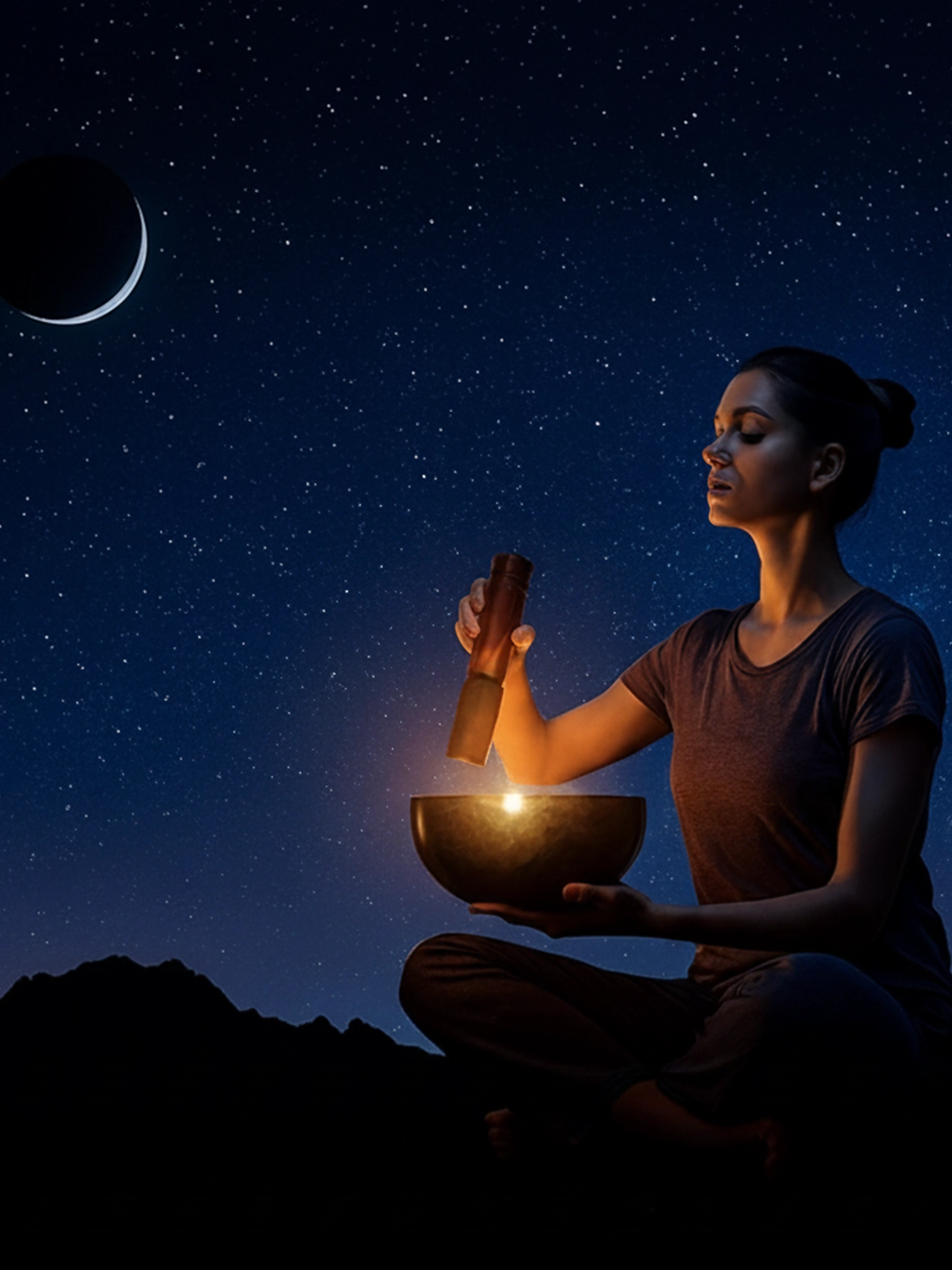 New moon sound healing session with meditation, singing bowls, and calming wellness experience in Chennai