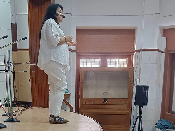 Students attending a wellness program with therapist guidance at a campus venue in Stella Maris