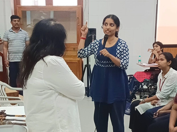 End phase of guided wellness therapy event featuring student interaction at Stella Maris campus .