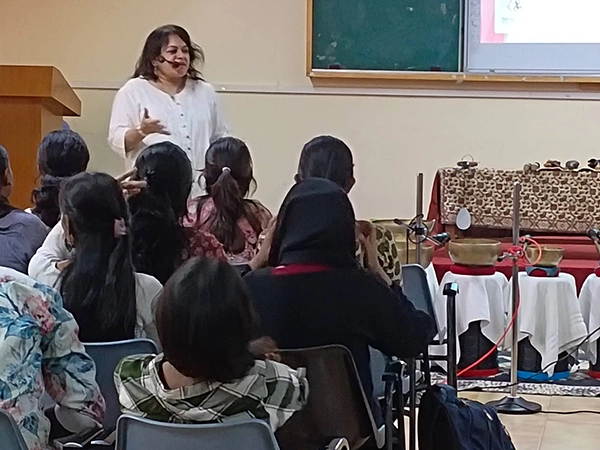 A full-scale college yoga demonstration was organized by Satvat to promote student wellness at Loyola