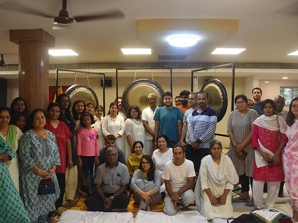 Participants immersed in deep calm and stillness during the Dhwani Nidra meditation practice