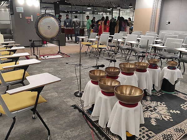 Equipment used in sound therapy sessions for effective healing and deep mind-body relaxation.