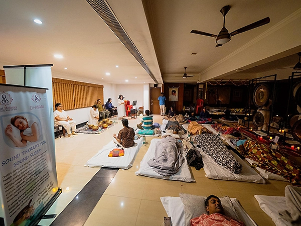 Healing space filled with warm, restorative, uplifting energy as participants experience renewal