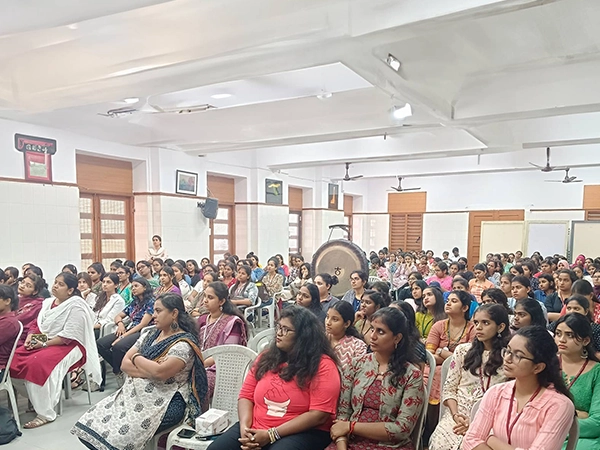 Sound healing lesson conducted for college students in Chennai to promote mental and spiritual wellness.