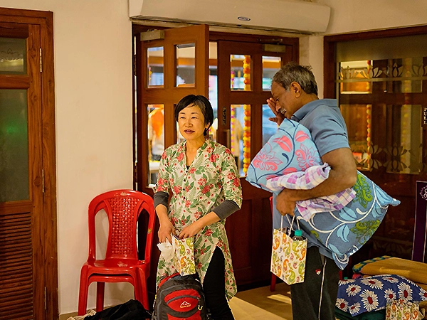 A guest joins a quiet, serene space to experience presence and mindful awareness