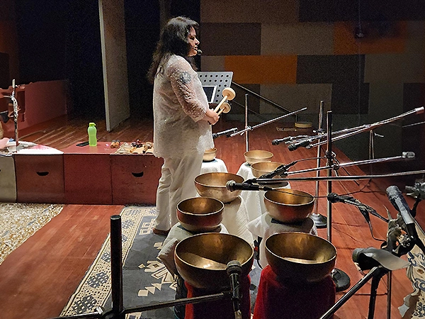 Ritual yoga practice harmonizes mind, body, and spirit through healing sound energy.