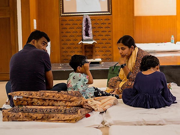 A sacred and tranquil space prepared for immersive gong meditation and sound healing therapy