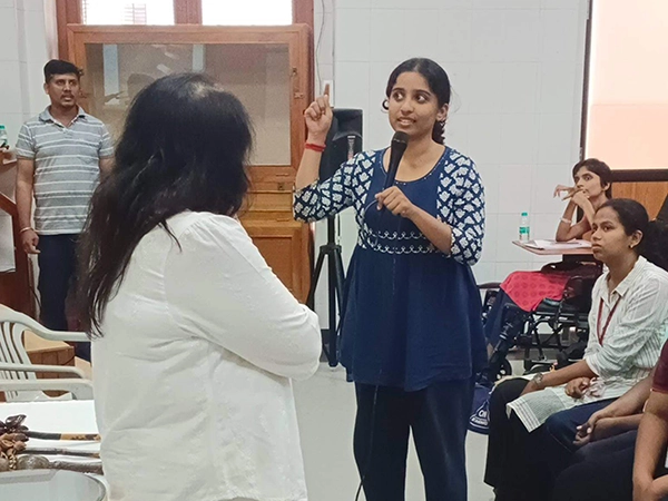 Satvat College demonstrating sound therapy for deep relaxation and mental wellness benefits.