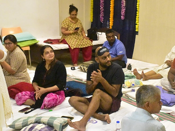 Participants enjoying peaceful moments during the Satvat Dhwani Nidra guided meditation