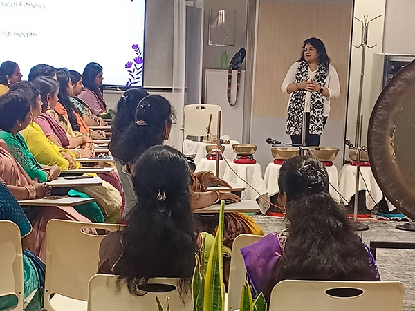 Sound healing workshop in Chennai helping participants find deep relaxation and inner peace.
