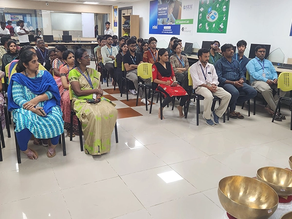 A beginner-friendly yoga session arranged for students as part of ongoing wellness series at SRM