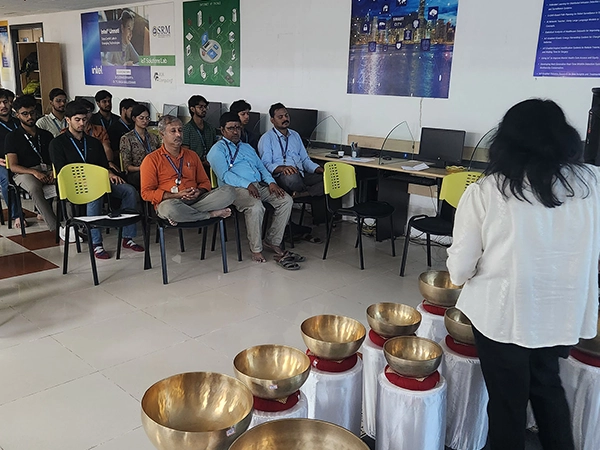 A yoga invitation session held for students to experience group-based wellness engagement at SRM.