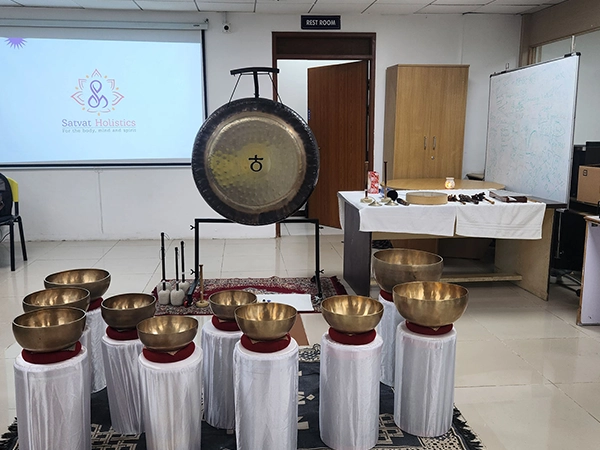 A beginner-level yoga class organized during student orientation week for wellness introduction ..