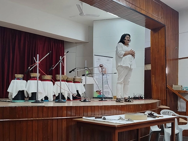 Yoga practice demo session hosted on campus grounds for students, Stella Maris college institution