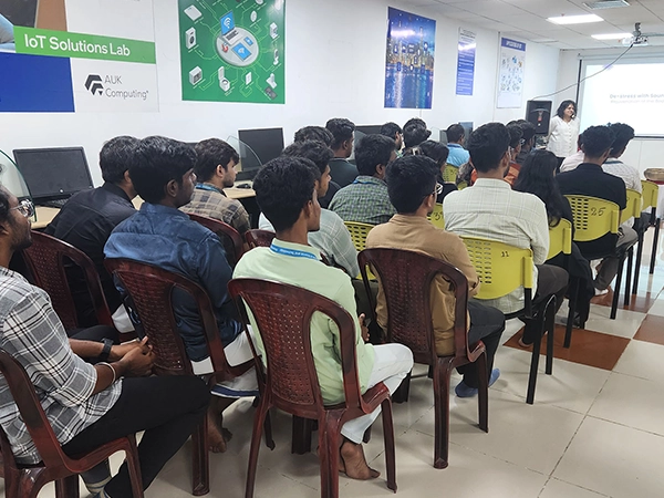 A yoga session presented as a formal wellness intended to promote balanced living among students.