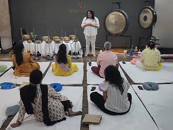 Yoga explanation session guiding a healing journey focused on inner peace and wellness.